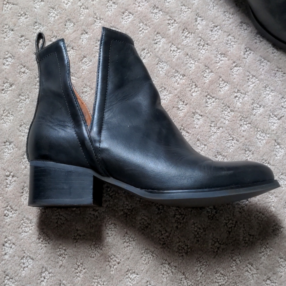 Jeffrey Campbell black leather booties